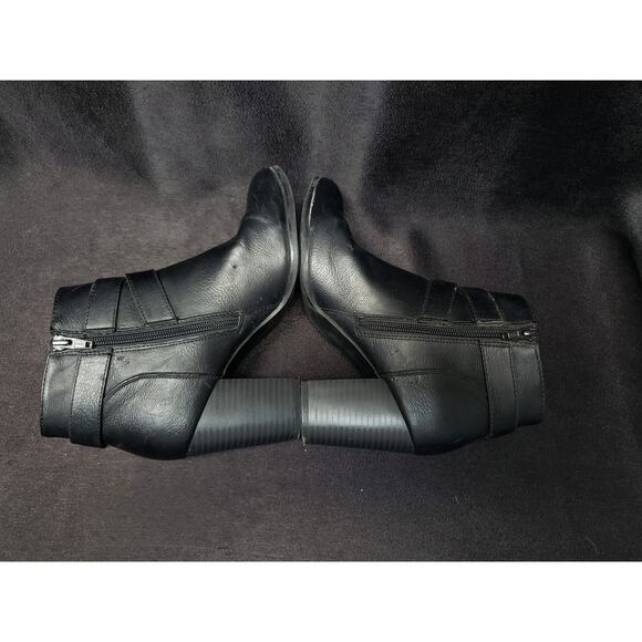 Apt 9 Black Buckled Bootie Block High Heel Side Zip Dress Up Ankle Boot Shoes - Picture 6 of 12